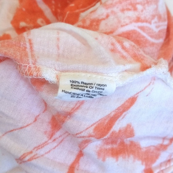 Kimchi & Blue Women’s Orange White & Sky Blue Rayon Cap Sleeve Summer Blouse XS - Picture 8 of 12